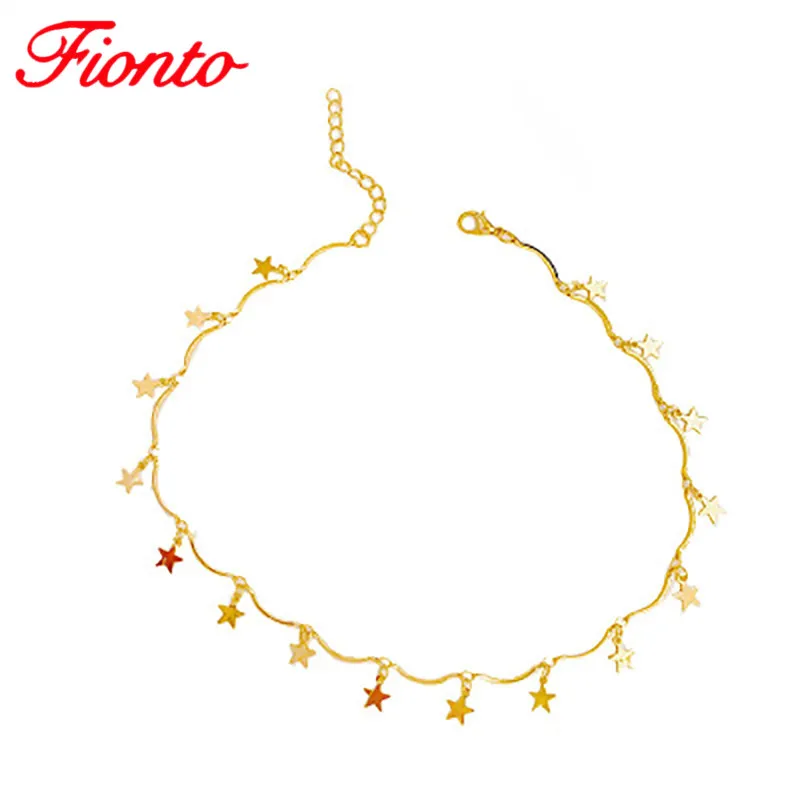 Женские украшения новая мода золотая цепочка с пентаграммой ожерелье летняя до