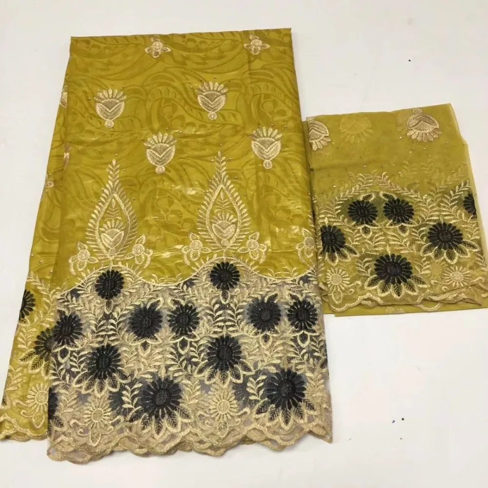 2018 красный 5 + 2 Базен Riche кружева с блузкой африканскими камнями кружевной ткани