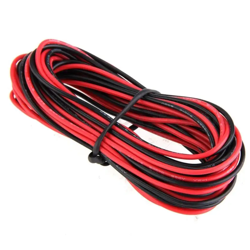 1 метр красный + Черный силиконовый провод теплостойкий Луженая Медь мягкий