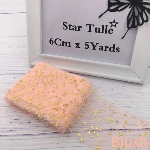 Blush 6 см 5 ярдов ЗВЕЗДА Тюль конфетти блесток Лента мягкая сетка тюль рулон выпечки торт Топпер DIY ремесла принадлежности для шитья товары - Цвет: Blush