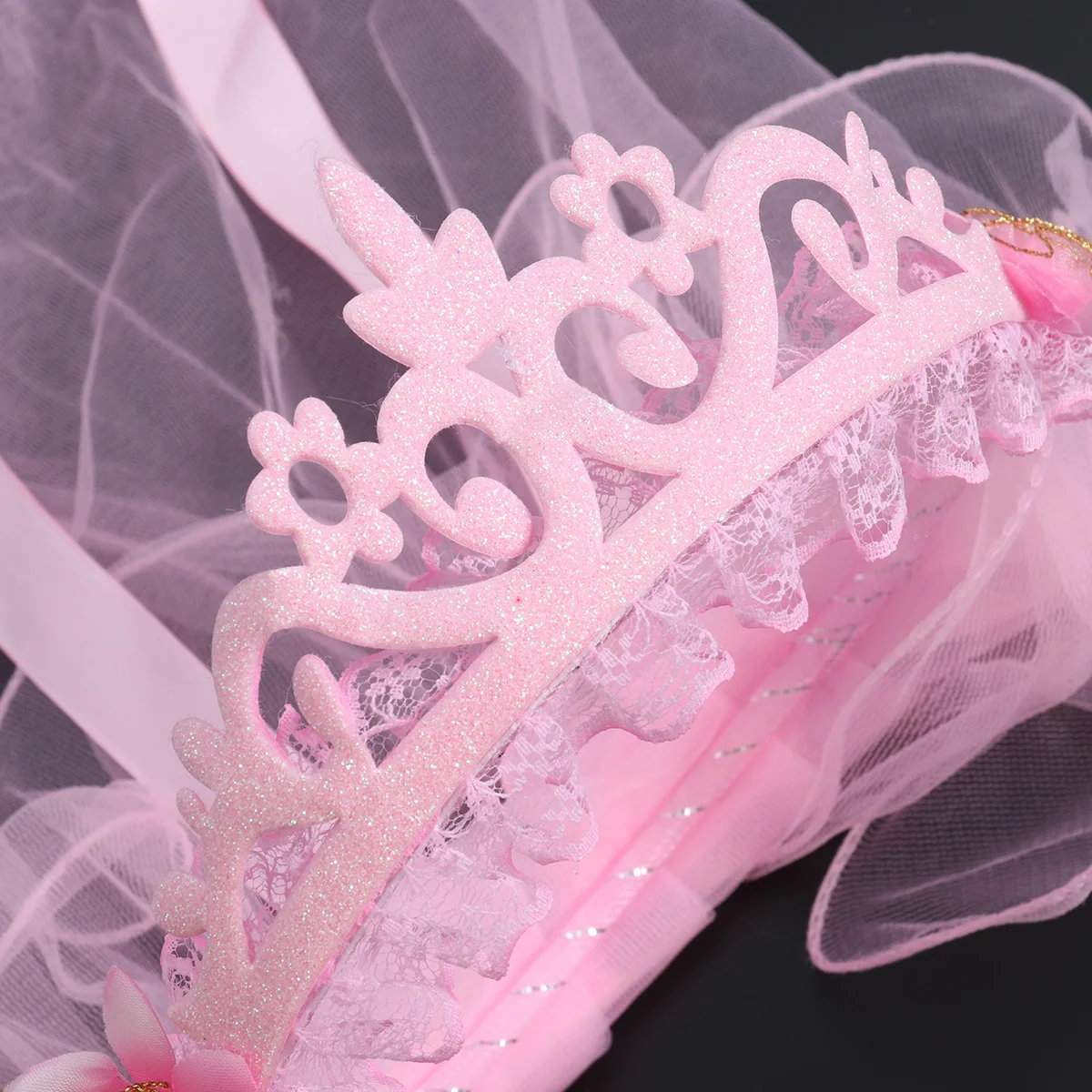 Нежный цветок Девушки вуали Корона два слоя белый свадебный Причастие волос