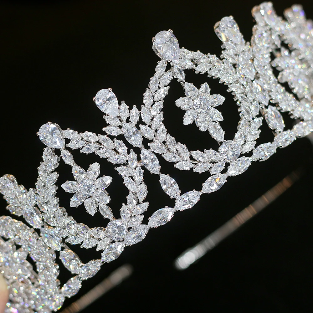 Europa ronda zirconia corona novia boda vestido de novia accesorios corona banquete accesorios para el cabello
