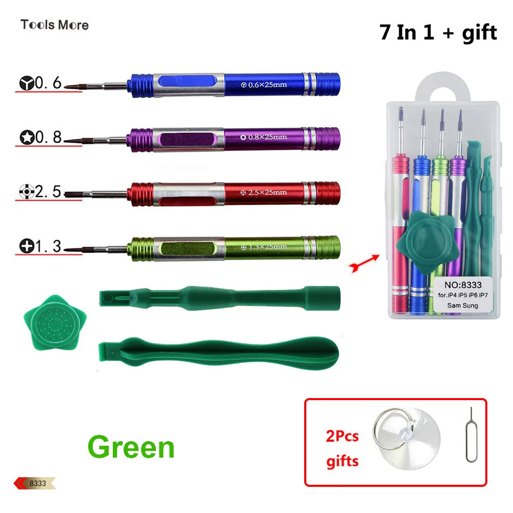 No. 8333-Green Мульти-инструменты 5-точечный Torx Philips специальный Phillips Y0.6 трехточечный Y000 Набор отверток Магнитный для iPhone 5 6 7 Ремонт батарей - Цвет: No. 8333-Green