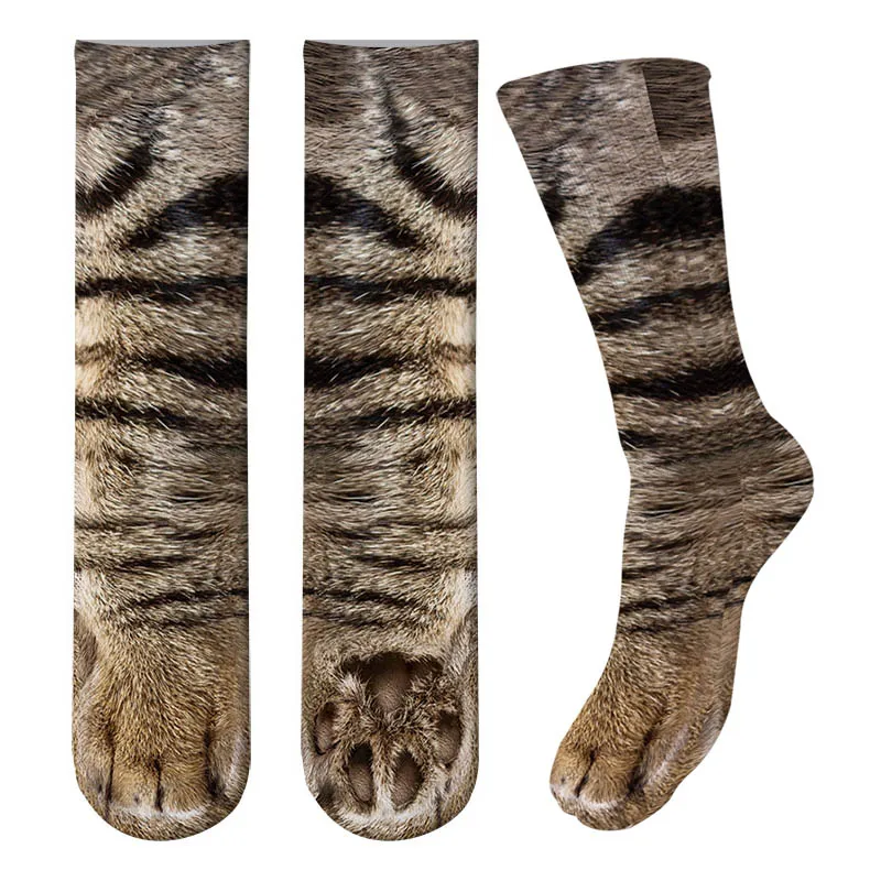 Novelty Animal Paw Crew Socks Funny Leopard Tiger Cotton Socks For Women Kawaii Stock Cat  Dog Horse Zebra Pig Paw for Party