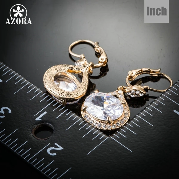 Серьги-капельки azora золотые с кубическим цирконием AAA + TE0146 | Украшения и