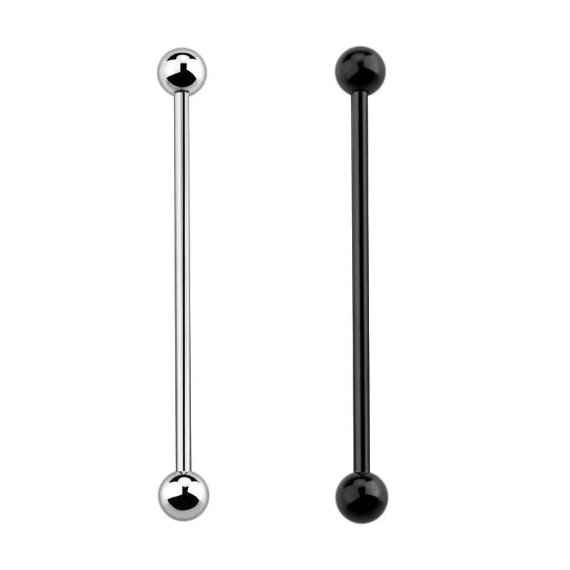 1 silver 1 black 2 шт. модные серьги из титановой стали для промышленного хряща 40 см длинные штанги беруши серебряные черные 1,6 мм пирсинг ювелирные изделия - Окраска металла: 1 silver 1 black