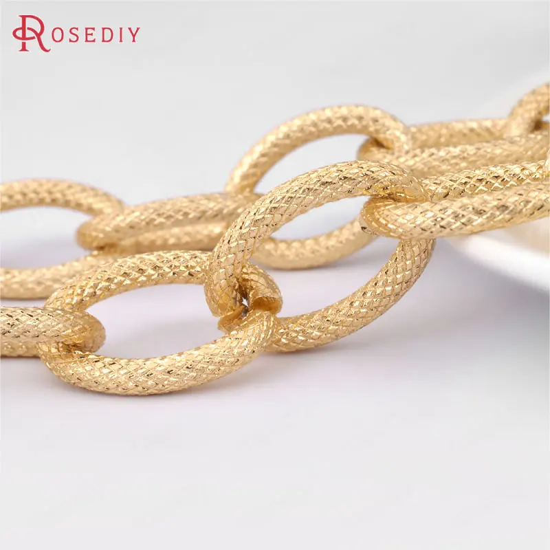 (22980) 1 метр 27*18 мм окисление золотистые алюминиевые тисненые круглые цепи круглой