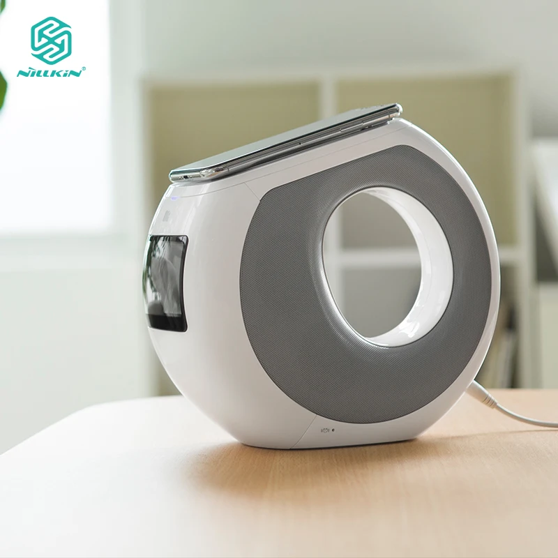 Nillkin Cozy MC1 2 в 1 Bluetooth динамик+ QI Беспроводное зарядное устройство многофункциональный домашний музыкальный объемный светодиодный будильник Лучший подарок