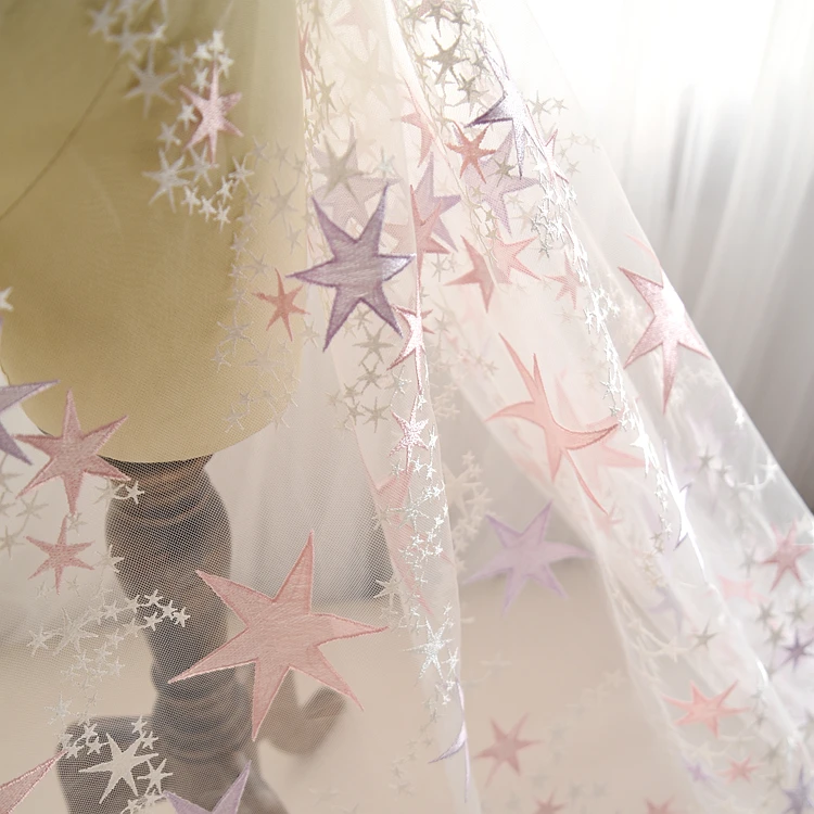 

Star embroidery lace fabric accessories high-grade wedding dress fabric dress decoration diy material