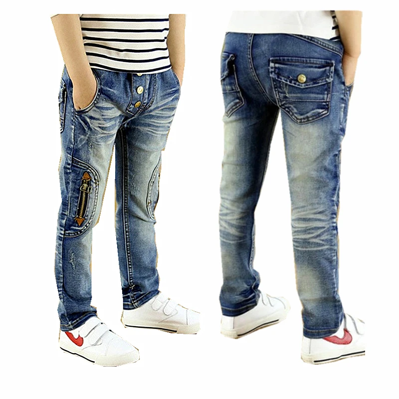 Новинка осени 2018 детские джинсы модные стильные на молнии для мальчиков 4 10 лет