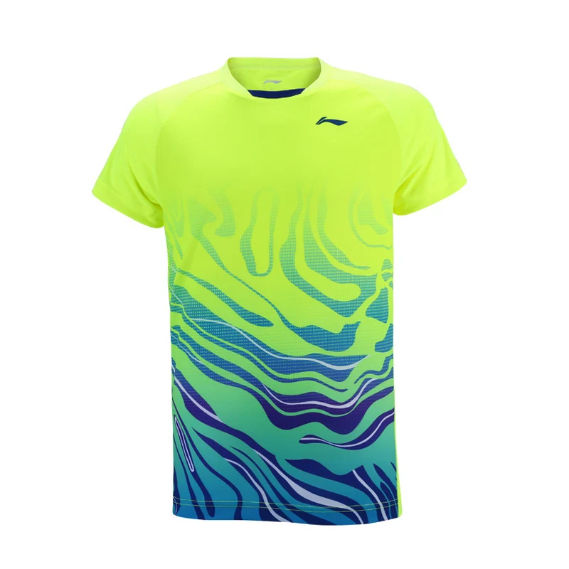 Li-Ning мужские футболки для соревнований по бадминтону обычные дышащие спортивные