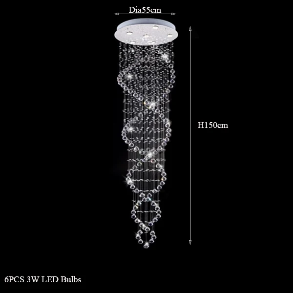 Dia55 H150cm Современная люстра, новинка,, роскошное прозрачное Хрустальное освещение, потолочные светильники для помещений, столовой, для лестниц коридора - Цвет абажура: Dia55 H150cm