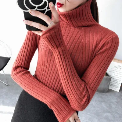Caramel Colour Женский свитер, осенне-зимний комплект, пуловер с высоким воротником, свитер, тонкий свитер с длинными рукавами - Цвет: Caramel Colour