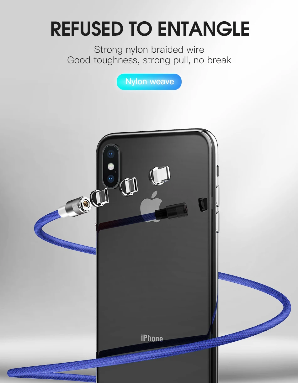 ACCEZZ Магнитный зарядный кабель 3 в 1 для iPhone X XS samsung S10 S9 Xiaomi Быстрая зарядка Micro usb type C 8 Pin светодиодный магнитный провод