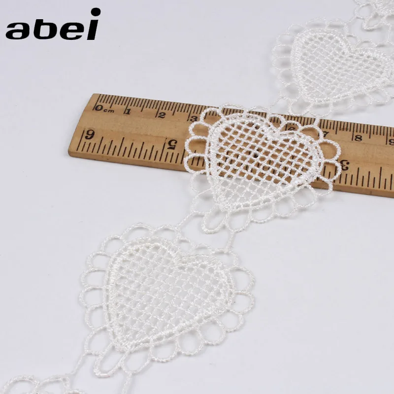 2 шт. растворимая белая кружевная лента в форме сердца вышитая ткань для шитья