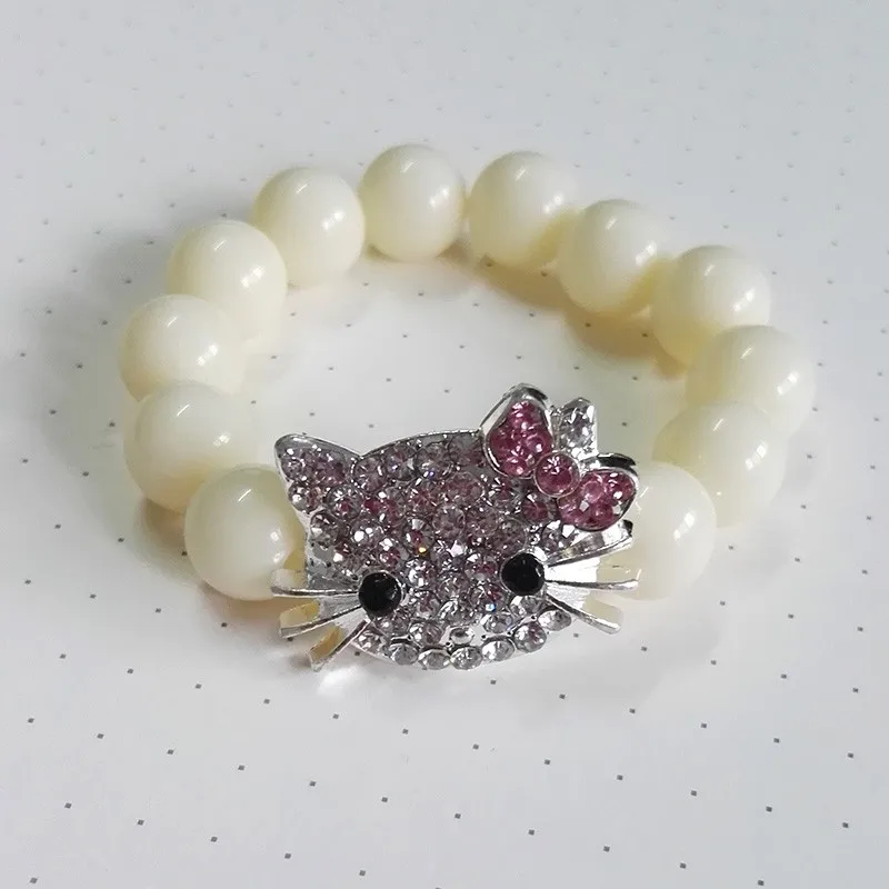 Акриловые бусины hello kitty браслет для детей Pulseiras Mujer ручной работы растягивающиеся браслеты для детей