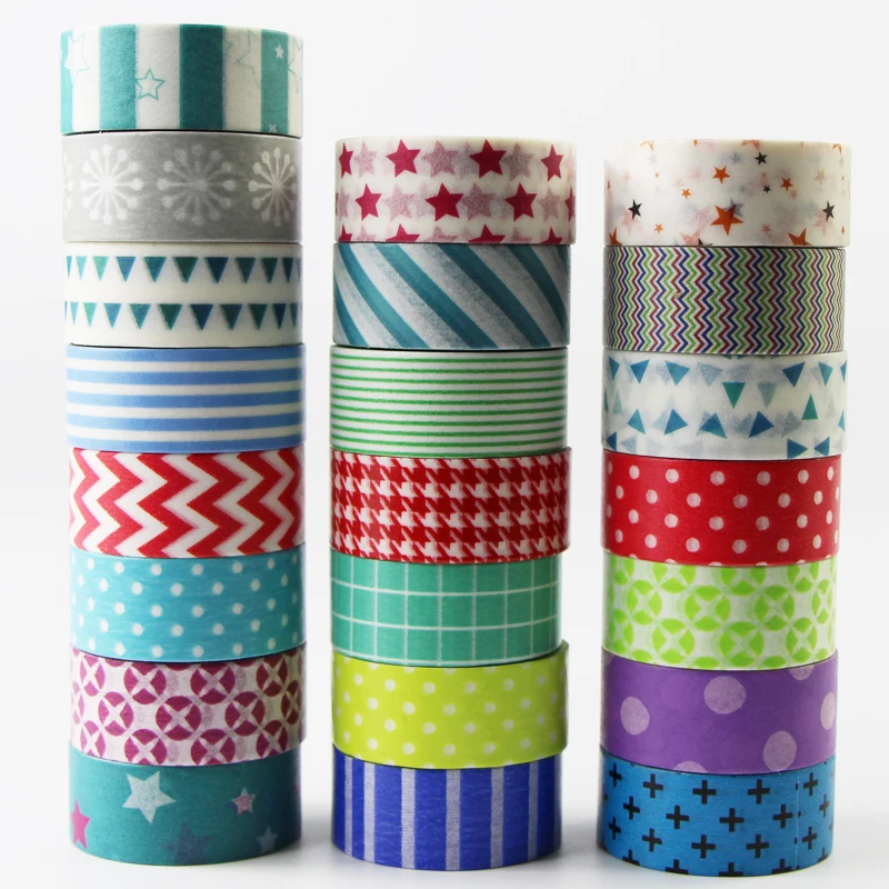 22 рулона геометрический дизайн набор декоративного скотча Васи украшение бумага