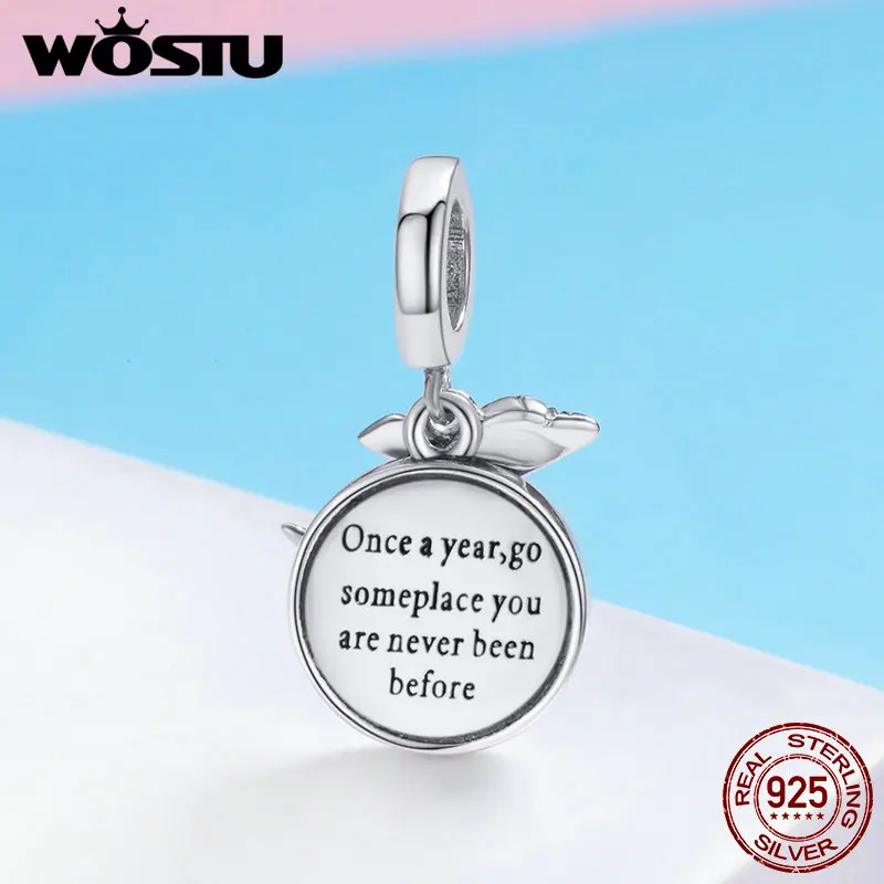 WOSTU подлинное серебро 925 пробы мировое путешествие самолет &amp земля болтаются