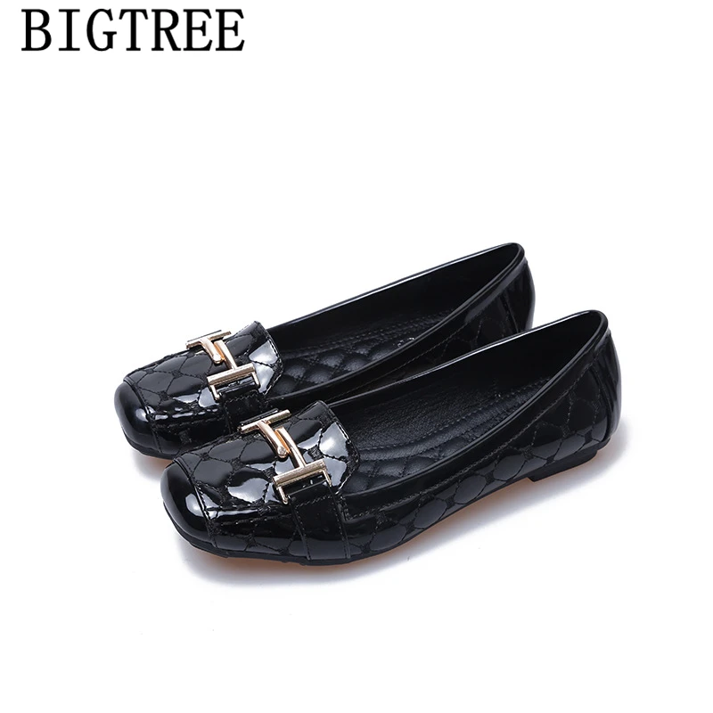 Кожаная обувь Женские ботинки Харадзюку Криперы лоферы Женская на плоской