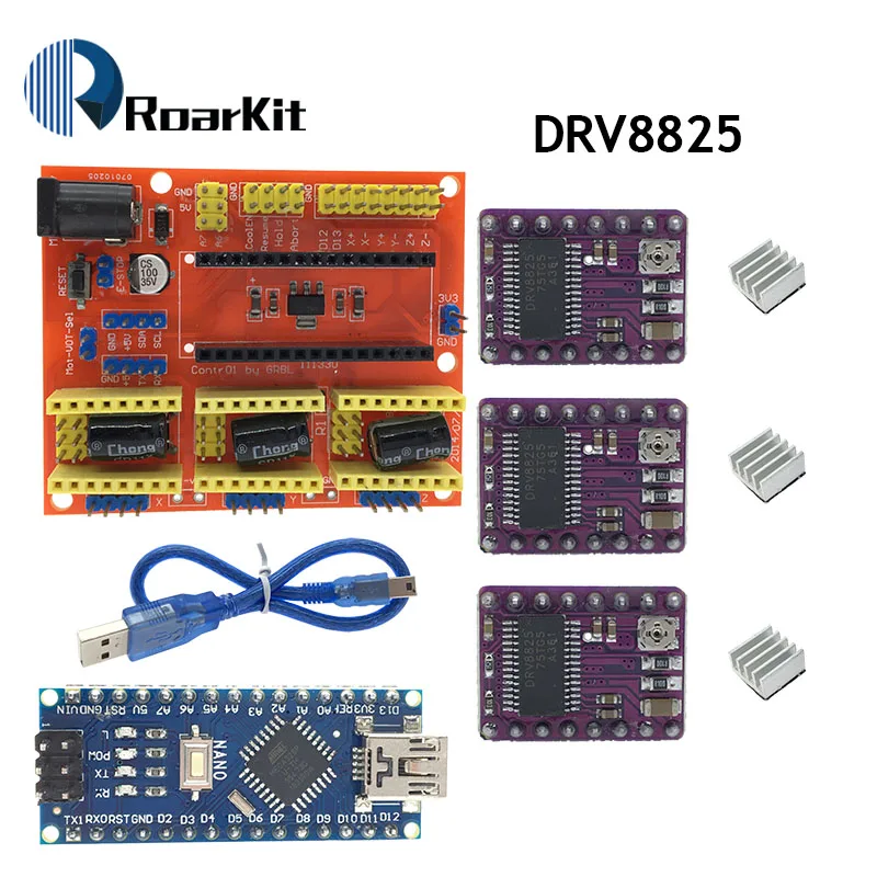 CNC Щит V4 гравировальный станок+ NANO 3,0/3d принтер/A4988/DRV8825/AT2100 Плата расширения драйвера для Arduino Diy Kit - Цвет: DRV8825 KIT