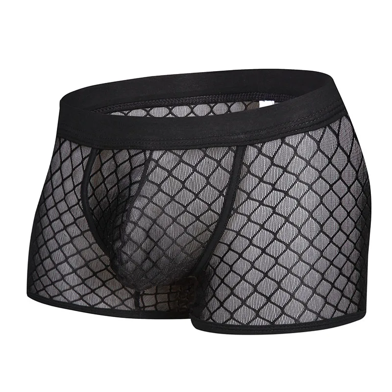 Мужские сетчатые боксеры AIIOU черные прозрачные с низкой посадкой сексуальное