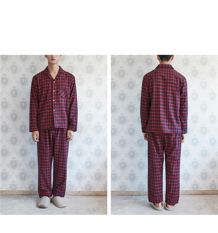 men Женские зимние костюмы, парный пижамный комплект, корейские женские пижамы, хлопковые пижамы с длинным рукавом, Дамская одежда для сна размера плюс M-XXL - Цвет: men