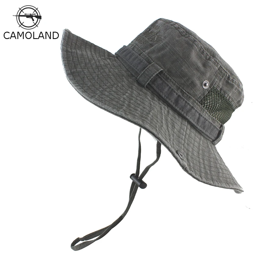 

100% Cotton Men's Bucket Hats Summer Outdoor Bob Panama Safari Hat Washed Sun Hat UV Protection Fishing Boonie Hat Men Women