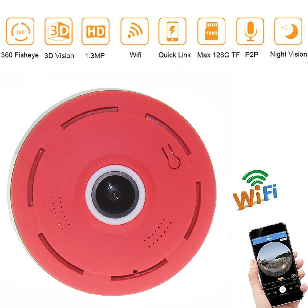 Панорамная камера Fish eye VR HD 960 P беспроводная Wifi IP домашняя система безопасности