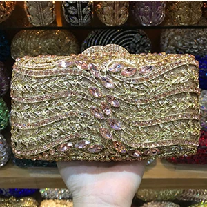Женский цветочный Золотой/красный/фиолетовый/серебристый/черный клатч с кристаллами вечерние сумки Подарочная коробка из твердого материала металлические свадебные клатчи сумочка свадебный кошелек - Цвет: color same as pictur