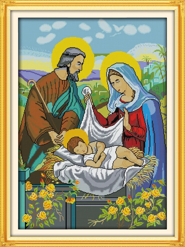 Everlasting love The family of Jesus китайские наборы крестиков экологический хлопок 14 11CT напечатанные DIY Свадебные украшения для дома
