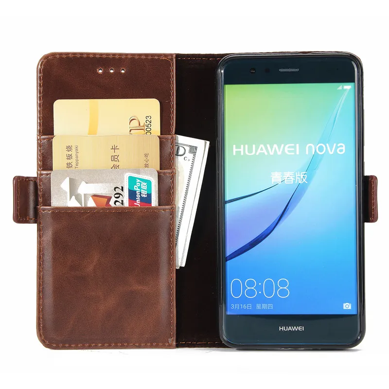 Retro Luxury Wallet Case For Huawei Ascend P10 Lite Original PU Leather Flip Phone Bag Cover Nova Cases | Мобильные телефоны и