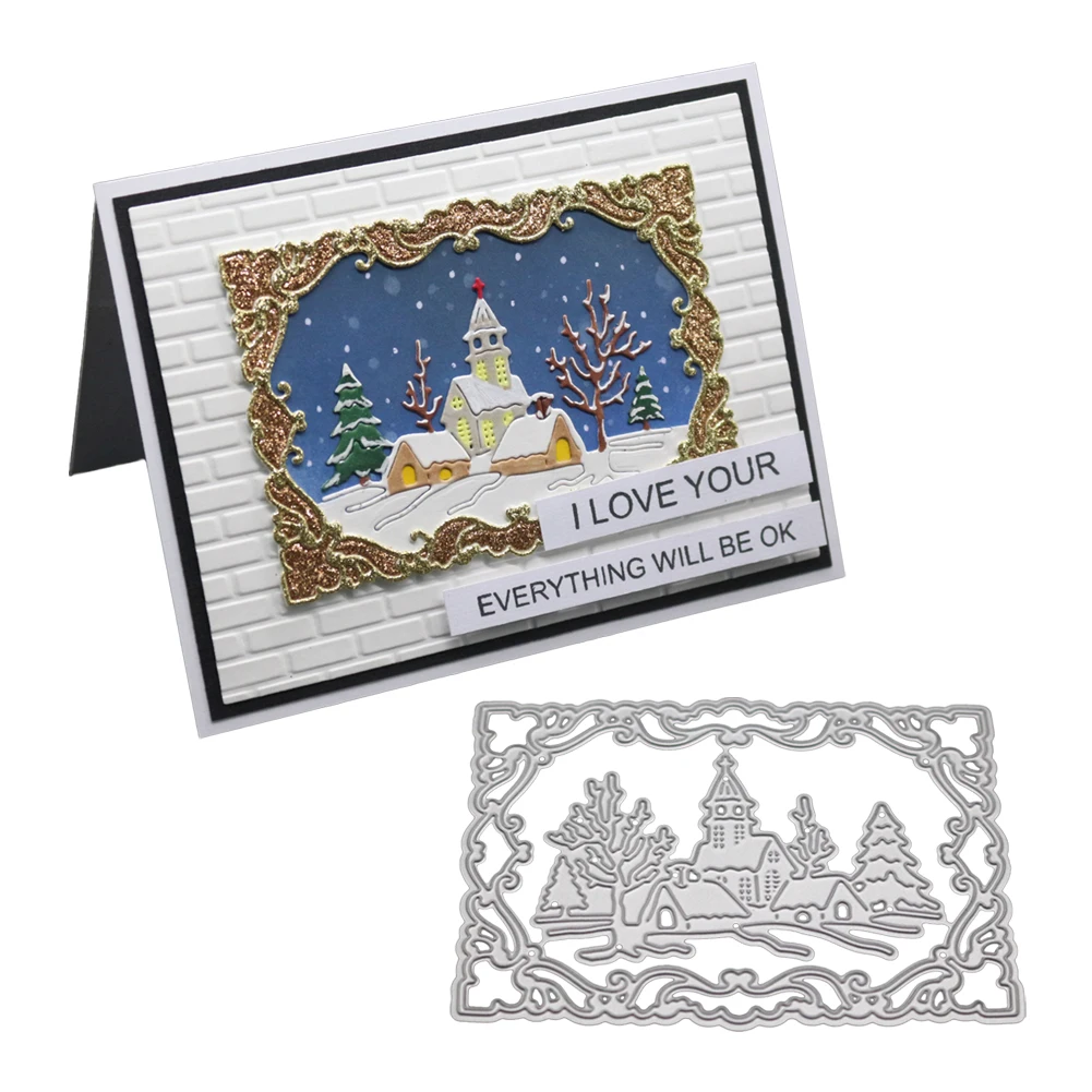 Дом и Рождественская елка Металлические трафареты для пресс-формы DIY Скрапбукинг