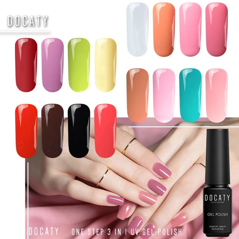 Docaty UV LED одношаговый Гель лак для ногтей 3 в 1 великолепный Luckly ногтей|Гель ногтей| |