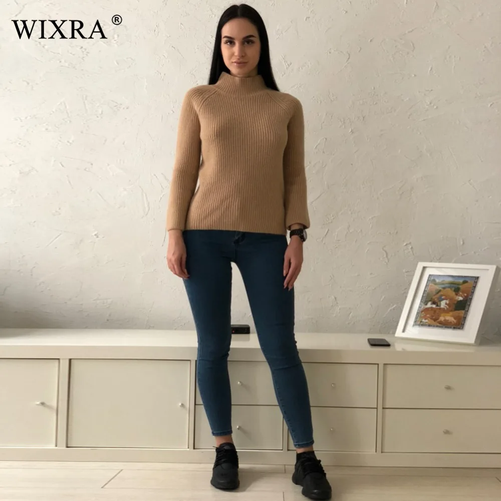 Женский базовый пуловер Wixra весенний свободный свитер с высоким воротником и