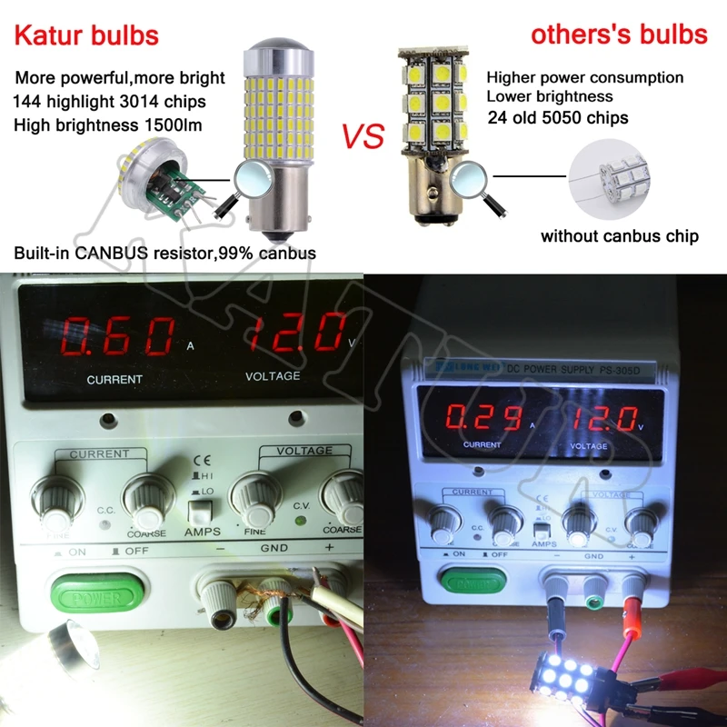 Katur 2 шт. S25 1156 BA15S 3014 144SMD P21W автомобильные сигнальные задние фонари белый 12V