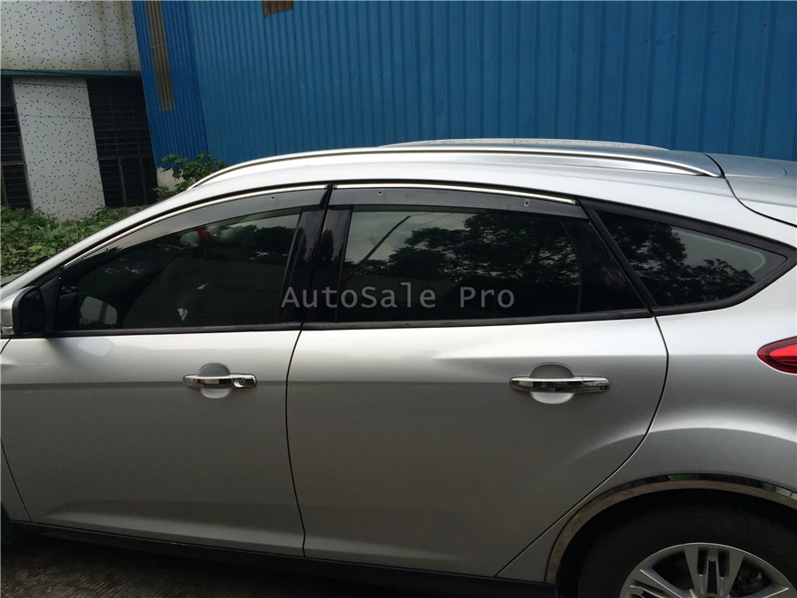

For Ford Focus 2015 2016 2017 2018 Aluminium alloy Silver Top Roof Rails Rack Side Bars Decoration Trim car styling