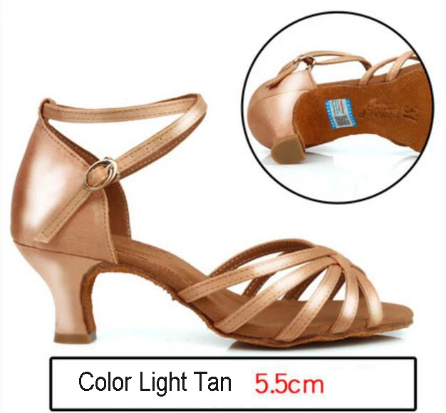 Light Tan 5.5cm heel Женская Профессиональная обувь для латинских танцев, сальсы, Танго, бальных, самбы, танцевальная обувь, женские туфли на высоком каблуке, мягкие туфли для танцев 5 см/6 см/7 см/8 см - Цвет: Light Tan 5.5cm heel