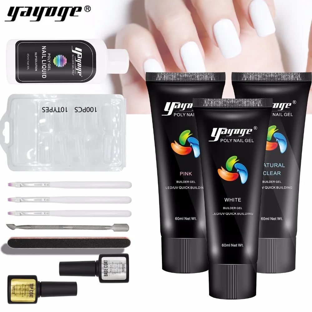 Yayoge Polygel 60 мл УФ светодиодный строитель поли гель Лаки набор для полировки ногтей
