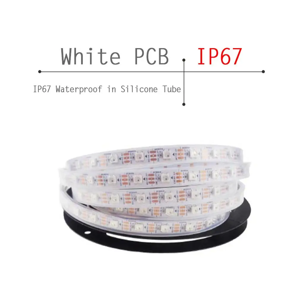 DC5V WS2812B LED Strip 1/2/3/4/5m 30/60/144 Pixels/Leds/m Smart Led Pixel Strip With Controller TV Background Wall Car Decor JQ - Испускаемый цвет: White PCB (IP67)