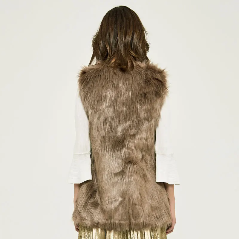 ХИ ГРАНД осень зима 2016 искусственного меха жилет меховой зимняя куртка casacos femininos