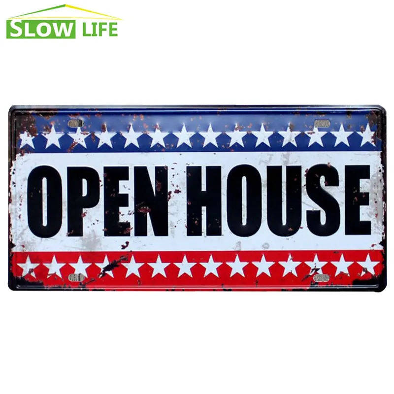 Табличка с открытым домом для номерного знака автомобиля винтажный Декор дома