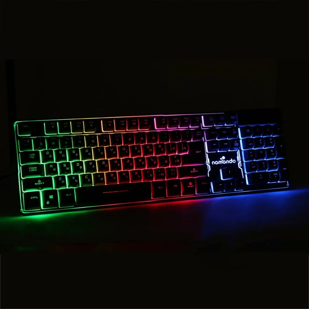 Ключ игровая клавиатура геймер плавающий светодиодный usb-интерфейс с подсветкой светящаяся клавиатура русская версия Проводная Водонепроницаемая 104