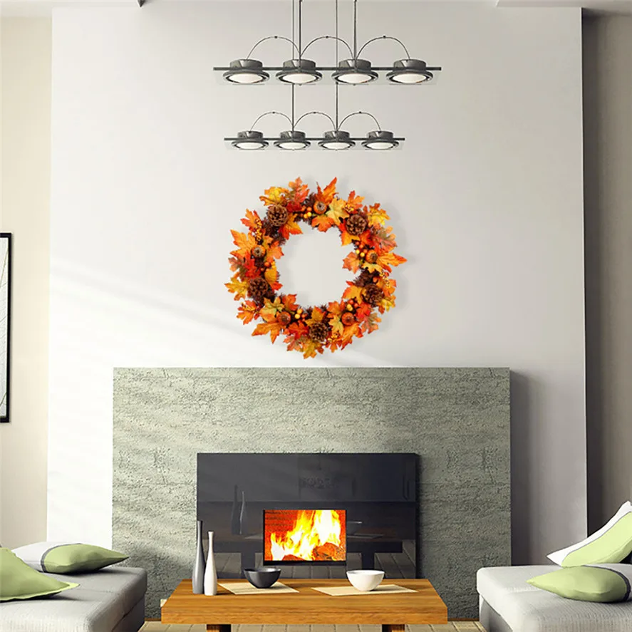 Хэллоуин Pinecone кленовый венок гирлянда домашний декор для окна фестиваль