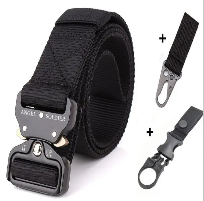 belt with 2 clip 125-135 см Тактический солдатский ремень армейский нейлон военные ремни Molle автоматическая металлическая пряжка SWAT Combat Охотничий пояс gear - Цвет: belt with 2 clip