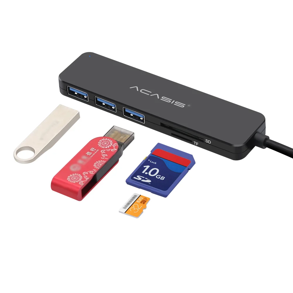 Acasis новый тонкий высокоскоростной USB 2 0 3 концентратор кард ридер внешний 4 порта