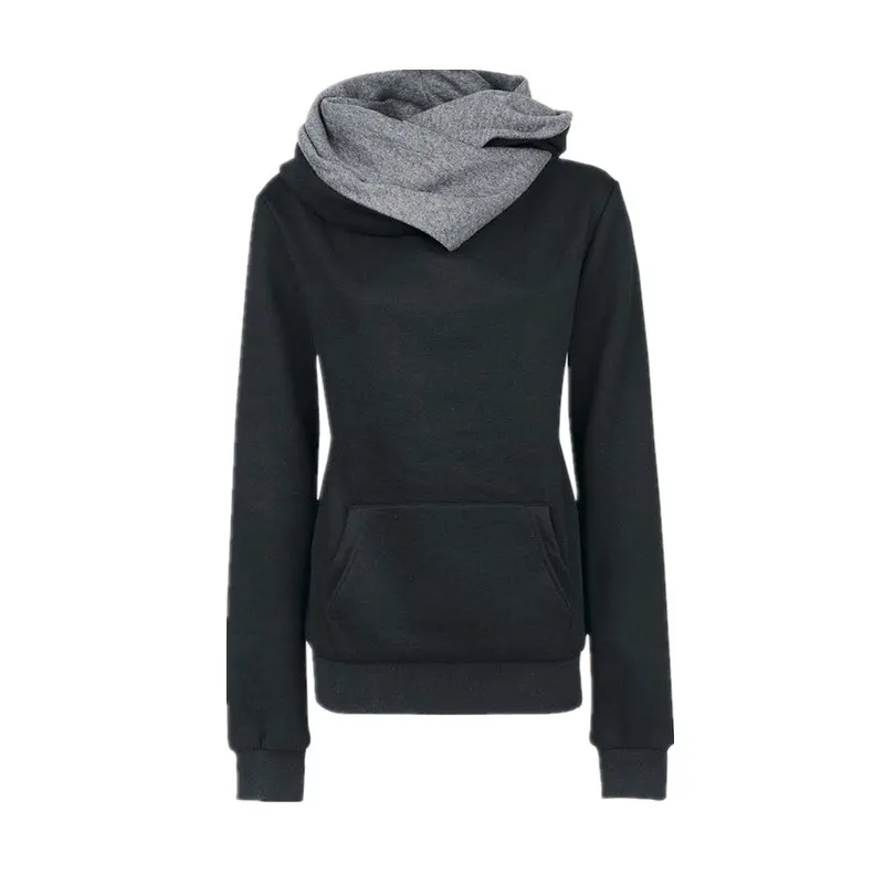 Женские повседневные одноцветные толстовки с капюшоном унисекс отворотом