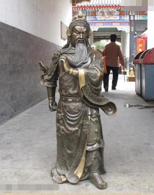 SCY 37 &quotкитайские из чистой бронзы Dragon Guan Gong GuanYu warrior с двойными краями статуя меча