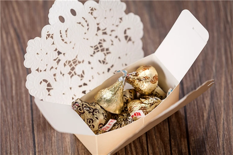 Кружевная Свадебная коробка для конфет элегантное романтическое украшение