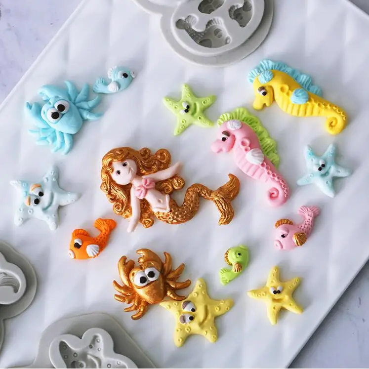 Силиконовая форма Морская жизнь звезда лошадь русалка Осьминог для помадки