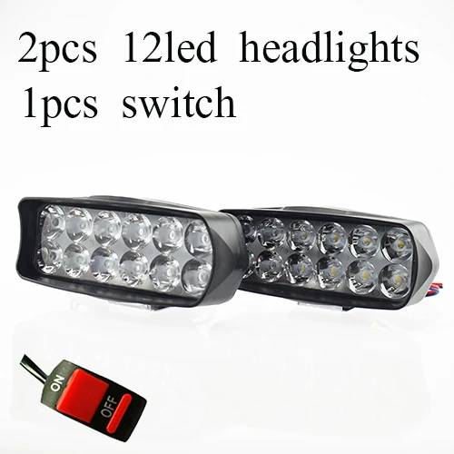 2pcs -12led-1switch Мотоциклетные фары светодиодный мото рабочее освещение Автомобильные фары 12v 12 Вт/18 Вт/24 Вт/Вспомогательные огни лампы авто аксессуары для авто противотуманных фар - Цвет: 2pcs -12led-1switch